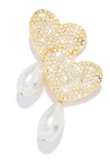 Lover Embellished Heart Earring - Silver