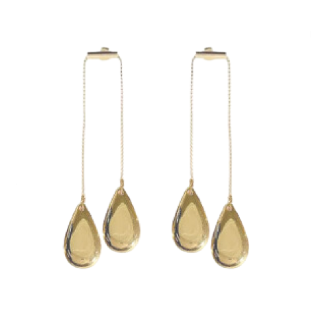 Long Metal Pendant Stud Earrings