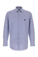 Etro Embroidered Poplin Shirt — Blue