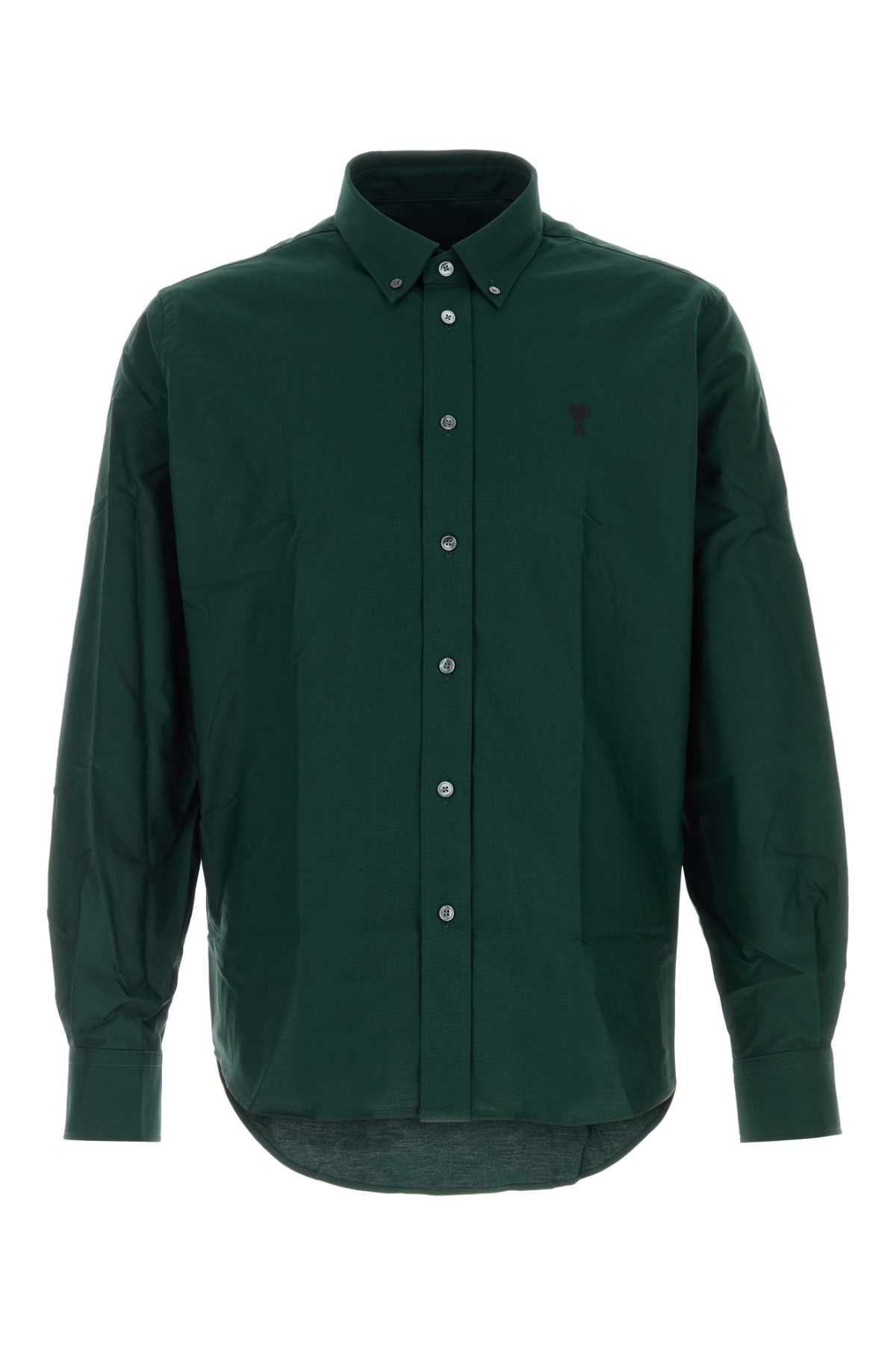 AMI Paris Oxford Cotton Shirt — Green