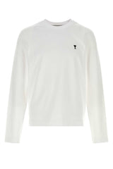 AMI Paris Logo-Embroidered Cotton T-Shirt — White