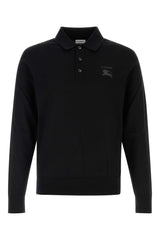 Burberry Wool Logo-Embroidered Polo — Black
