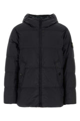 Stone Island Down-Filled Hooded Down Jacket — Black