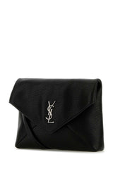Saint Laurent Quilted Leather Clutch — Black