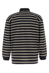 Bottega Veneta Striped Cotton Polo — Navy