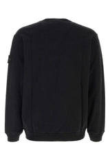 Stone Island Cotton-Blend Crew Sweatshirt — Black