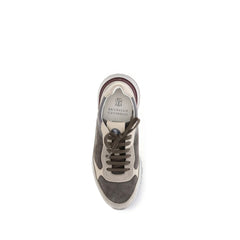 Brunello Cucinelli Calf Leather Chunky Sneaker — Gray