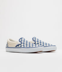 Vans Skate Slip-On Shoes - (Checkerboard) Blue / White